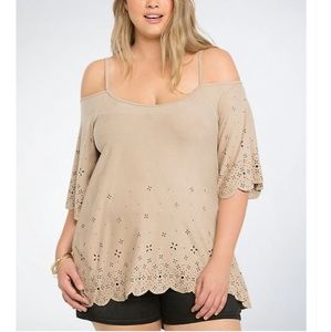 💥NWOT💥Perforated Faux Suede Top